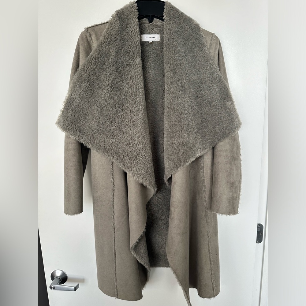 John & Jenn Faux Fur Shearling Long Wrap Coat